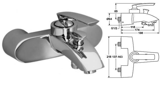 Премио смеситель для ванны настенный без душевого набора, хром Ideal Standard A5258AA Премио смеситель для ванны настенный без душевого набора, хром Ideal Standard A5258AA
