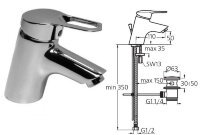 Сан Ремо смеситель для умывальника,гибкая подводка 1/2,донный клапан, хром Ideal Standard B7510AA