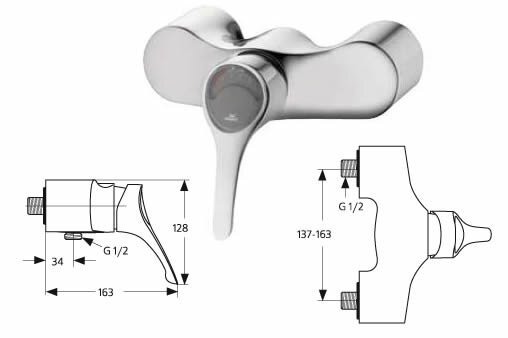 Серамикс 60-ых смеситель для душа настенный, хром Ideal Standard A3828AA