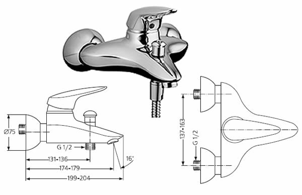 Серамикс Классик смеситель для ванны, без душевого набора Ideal Standard A5018AA СНЯТ С ПРОИЗВОДСТВА