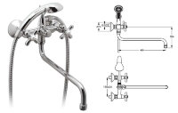 Ретро смеситель для ванны, излив 400 мм, хром Vidima R1120AA /B9731AA /BA130AA