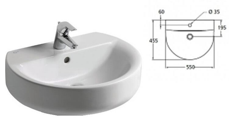 "Коннект" умывальник АРК 55 см Ideal Standard E785401