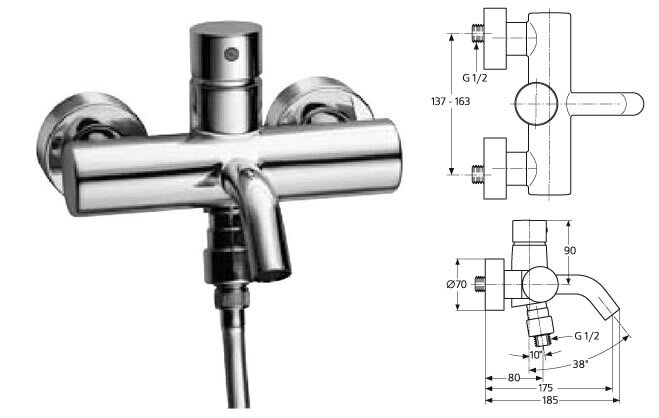 Серамикс Стиль смеситель для ванны/душа настенный с джойстиком, хром Ideal Standard Ideal Standard A3657AA Снят с производства