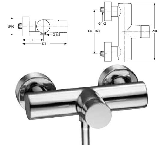 Серамикс Стиль смеситель для душа настенный с джойстиком, хром Ideal Standard A3653AA