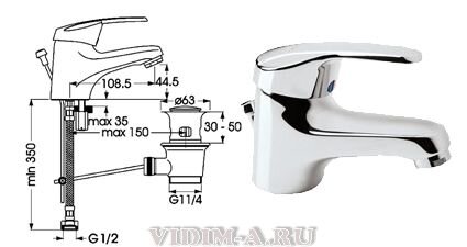 Эко-Плюс смеситель для умывальника настольный с донным клапаном 1/2, хром Vidima B5309AA Снят с производства Эко-Плюс смеситель для умывальника настольный с донным клапаном 1/2, хром Vidima B5309AA Снят с производства
