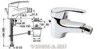Эко- Плюс смеситель для биде с донным клапаном, хром Vidima B5310AA Снят с производства