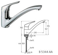 Сераспринт нью смеситель для кухни, гибкая подводка 3/8, хром Ideal Standard B5344AA