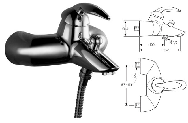 Тенденс смеситель для ванны настенный без душевого набора, хром Ideal Standard A3004AA