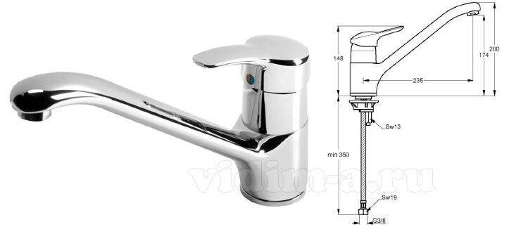 Сева Лайт Настольный смеситель для кухни Vidima B8951AA SevaLight