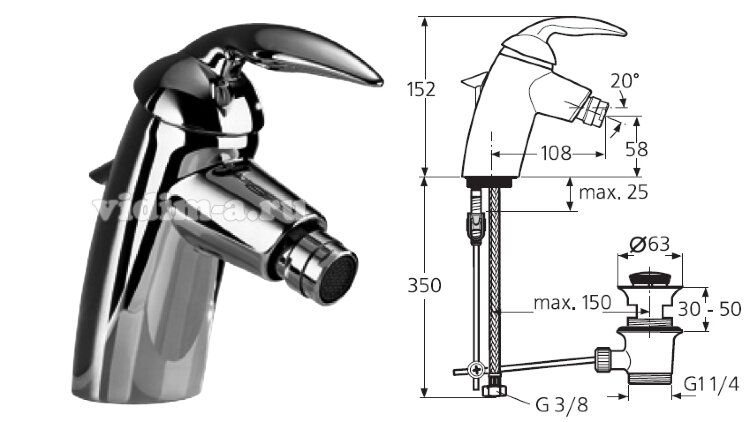 Тенденс смеситель для биде, гибкая подводка, хром Ideal Standard А3122АА