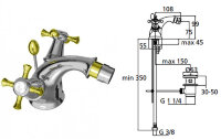 "Рефлекшен" смеситель для биде под 1 отверстие, хром/золото Ideal Standard B9655LS