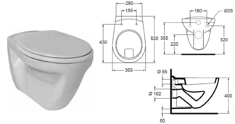 "Евровит+" подвесной унитаз Ideal Standard V340301 "Евровит+" подвесной унитаз Ideal Standard V340301