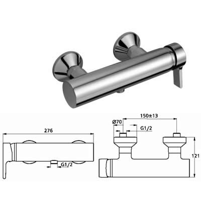Актив смеситель однорукоятковый, настенный, для душа, хром Ideal Standard B8066AA