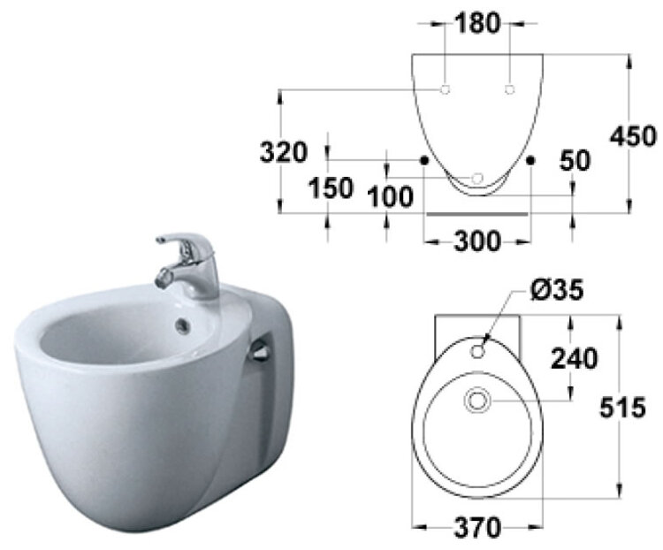 Смол биде подвесное, белый IDEAL STANDARD T519101