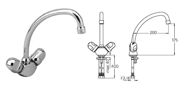 Альфа Нью смеситель кухонный, гибкая подводка Ideal Standard В1867АА