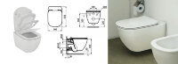Теси AQUABLADE унитаз подвесной TESI Ideal Standard со скрытым креплением, с сиденьем для унитаза тонкое и крышкой с микролифт, белый T007901 + T352901