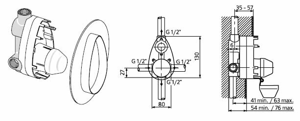 Комплект универсальный  для встраиваемых смесителей, внутр.часть Ideal Standard А2650NU Распродажа